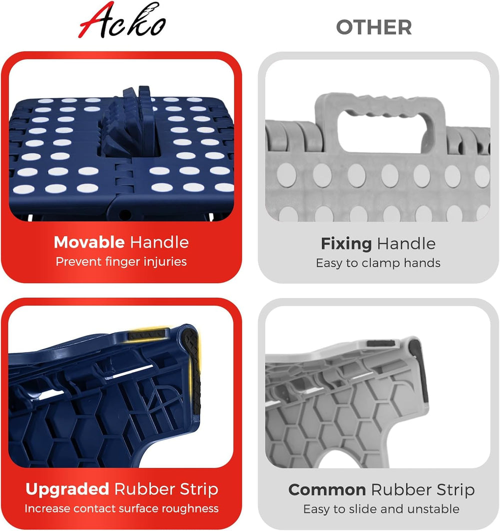 ACKO 16" 6 Pack Folding Step Stool, Safety Lock, Holds 400 lbs, Royal Blue