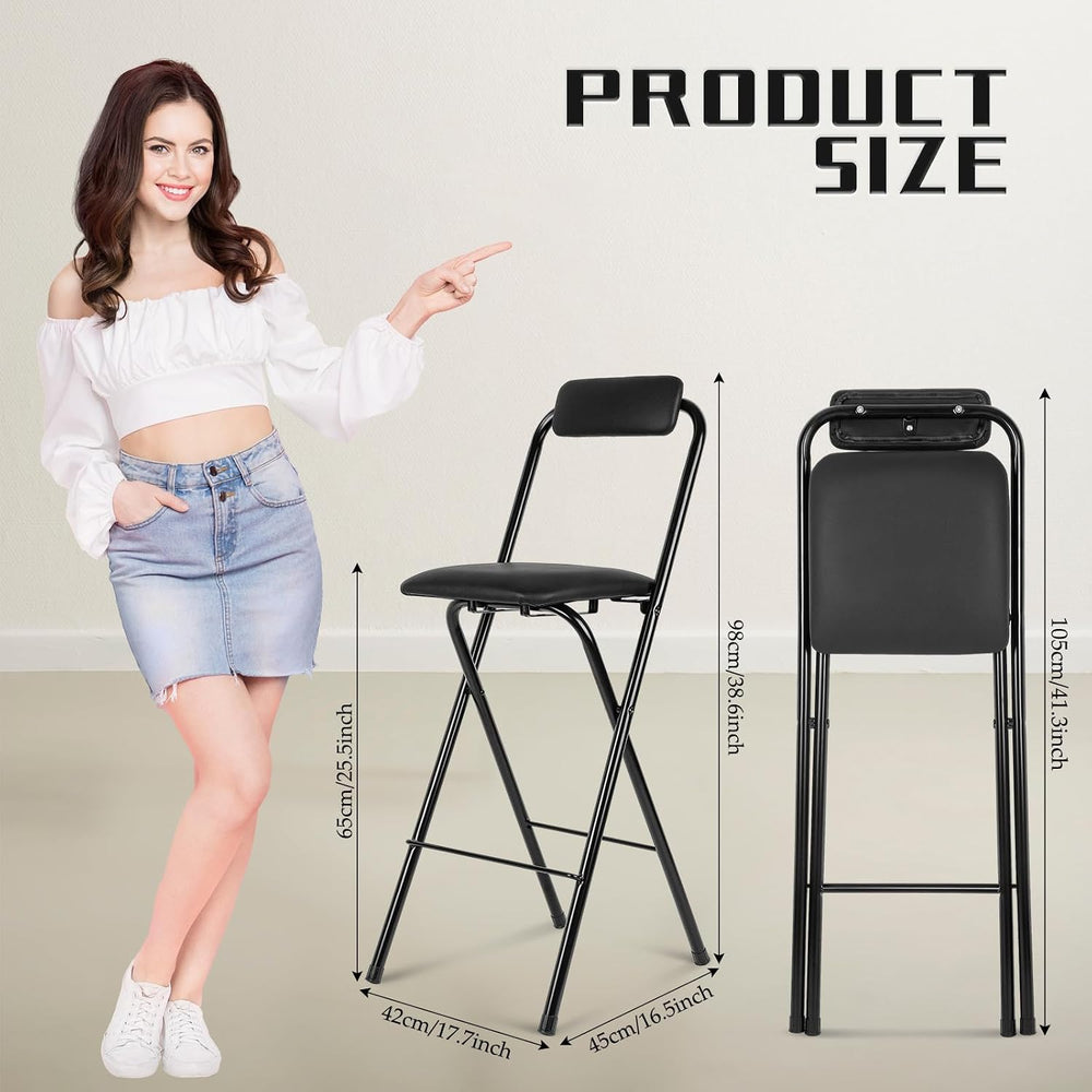 Thyle 1 Pcs Folding Bar Stool with Backrest Counter Height Seat,25.5 Inch | T...