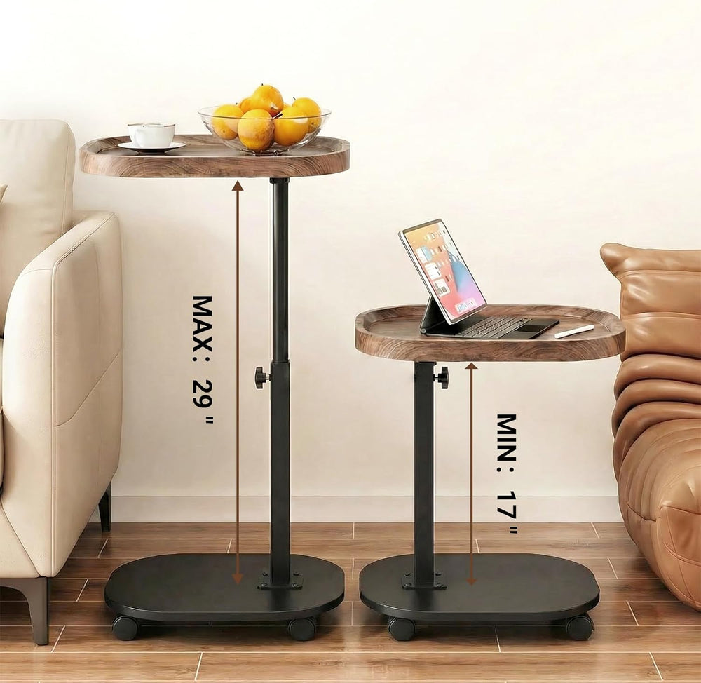 Adjustable Height TV Tray Table for Snack, Eating, Dinner or Laptop, 360°Roll...
