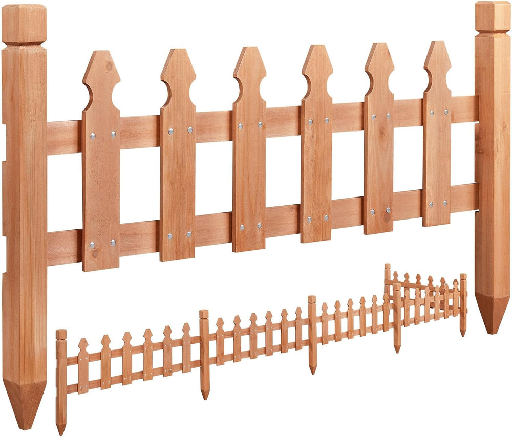 Topeakmart 177.5in Picket Fence for Garden, Wooden Fence Panels,Light Brown