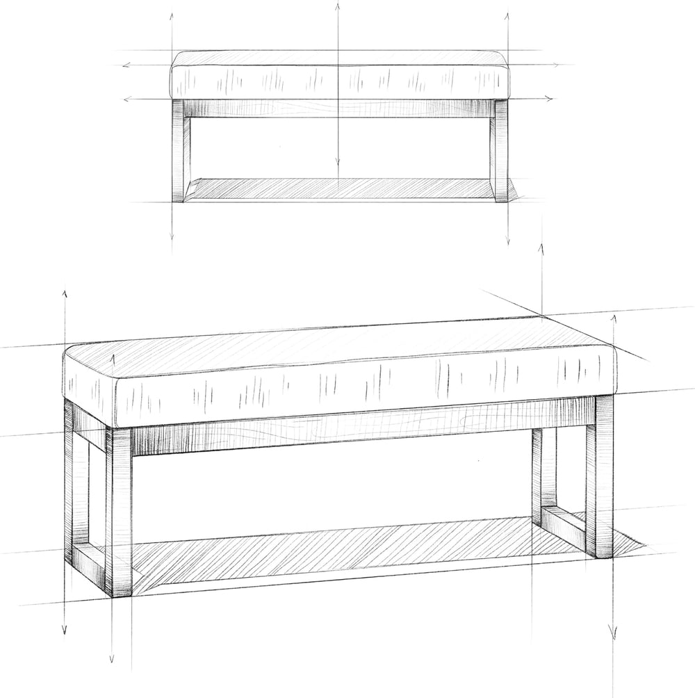 SIMPLIHOME Milltown Large Ottoman Bench - 44 inch Wide Upholstered Linen Look...