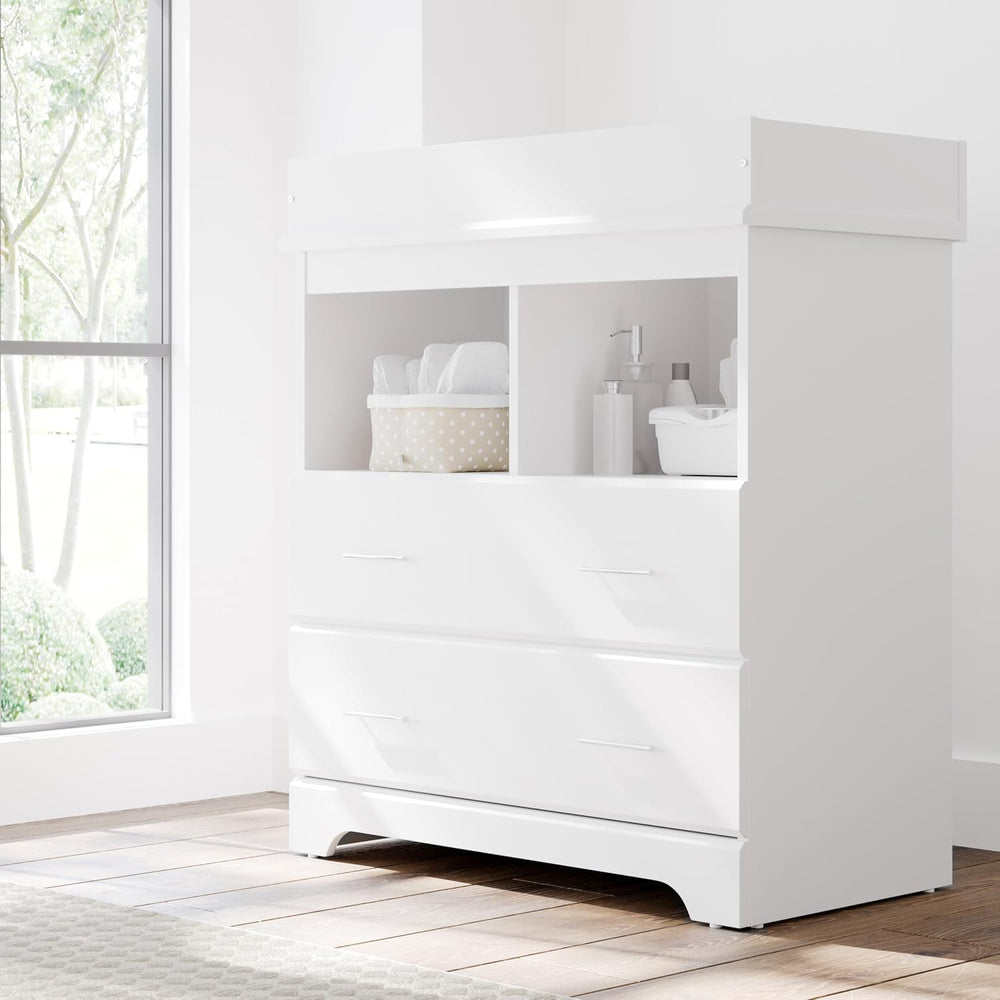 Storkcraft Brookside 2 Drawer Changing Table Dresser, White