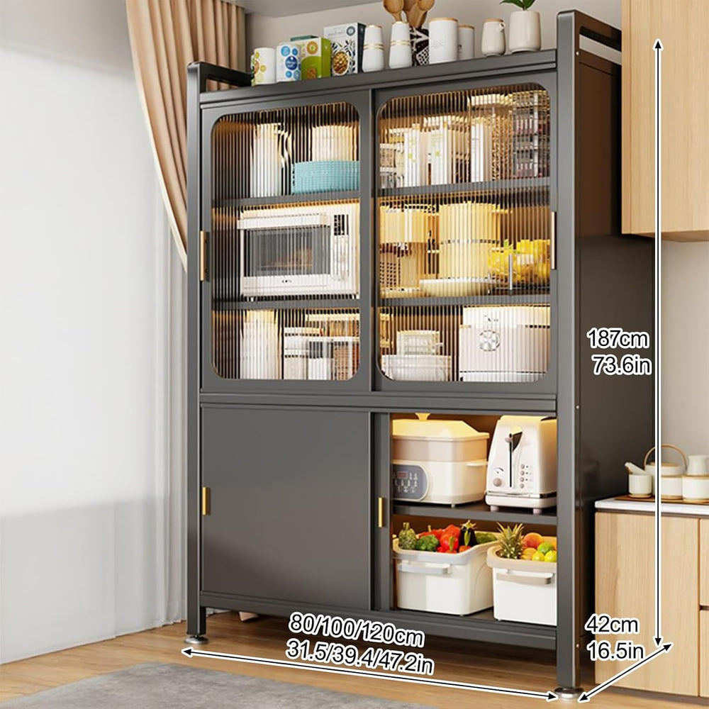 Kitchen Pantry Cabinet with Adjustable Shelves and Doors, Tall Storage Cabine...