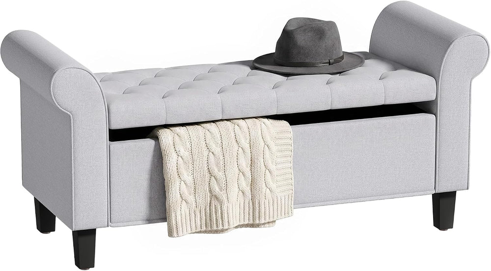 HOMCOM 47" Storage Ottoman Bench, Tufted Long Ottoman with Storage Chest...
