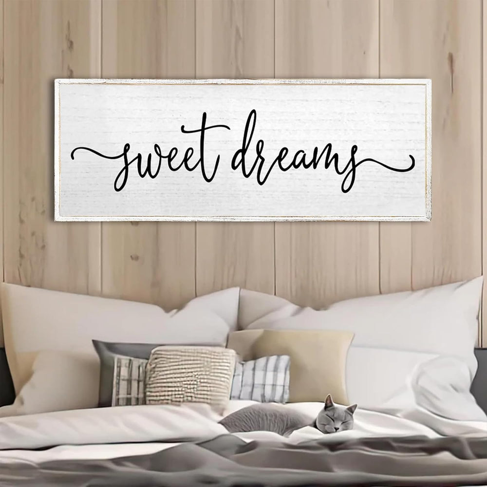 TQianJiang Sweet Dreams Wall Decor Above Bed Sign, White, 40''×15'...
