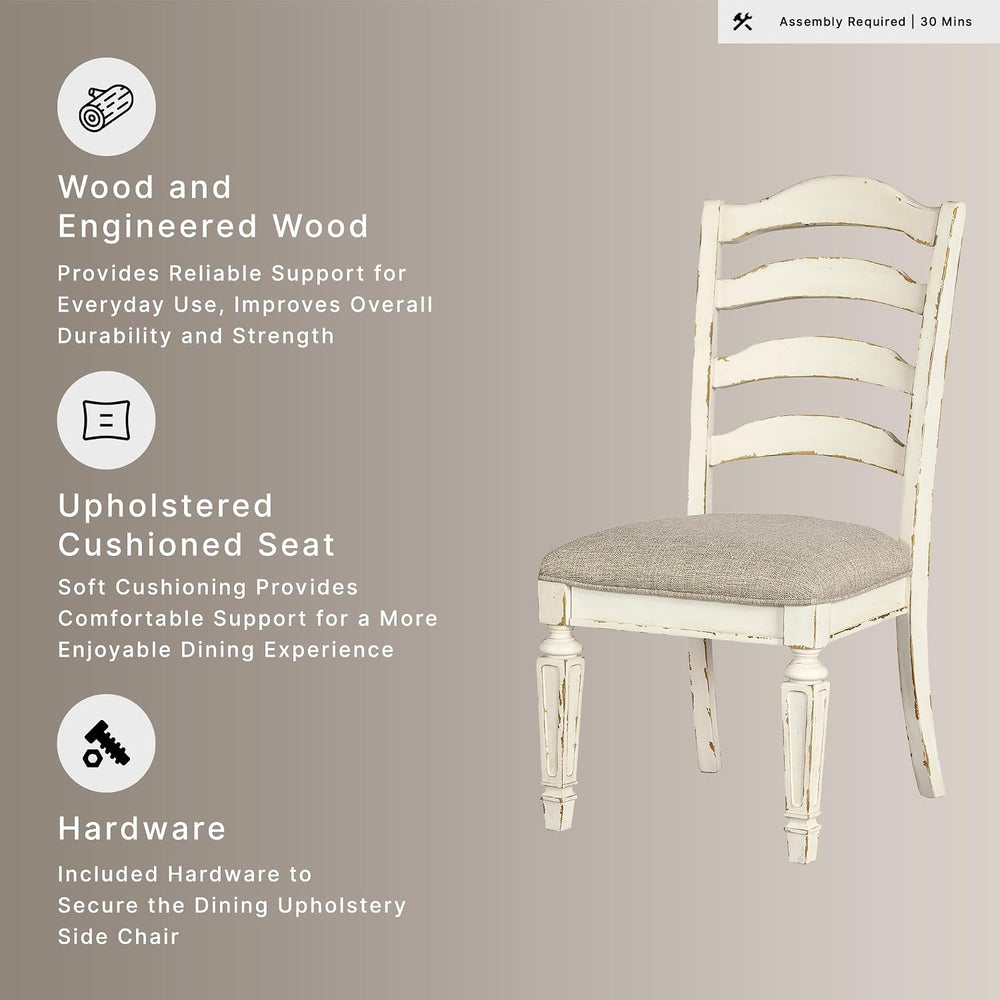 Signature Design by Ashley Realyn Wood Dining Chairs Set of 2, White