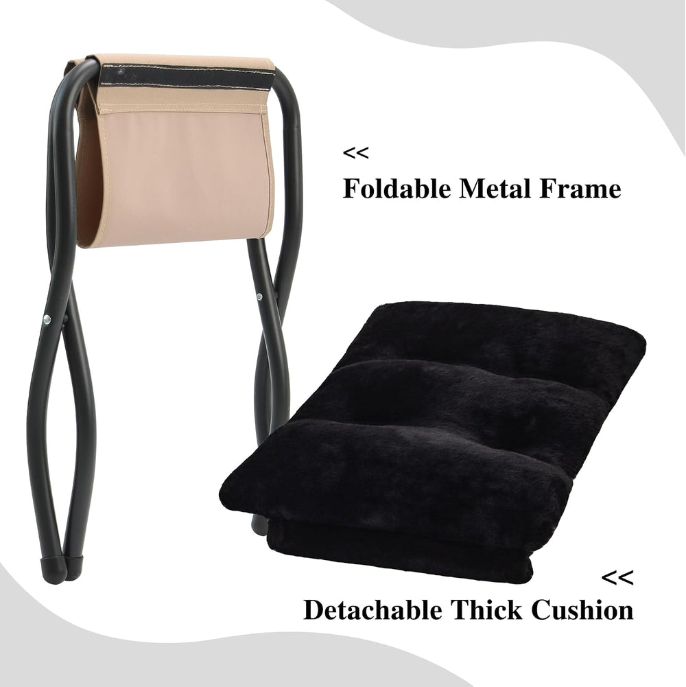 15"(H) Folding Ottoman, Set of 2, Foldable Footrest Stool, Small Foot St...