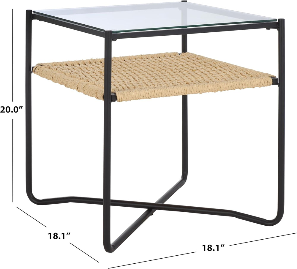 SAFAVIEH Home Collection - Omaka Square End Table, Black Metal Frame with Gla...