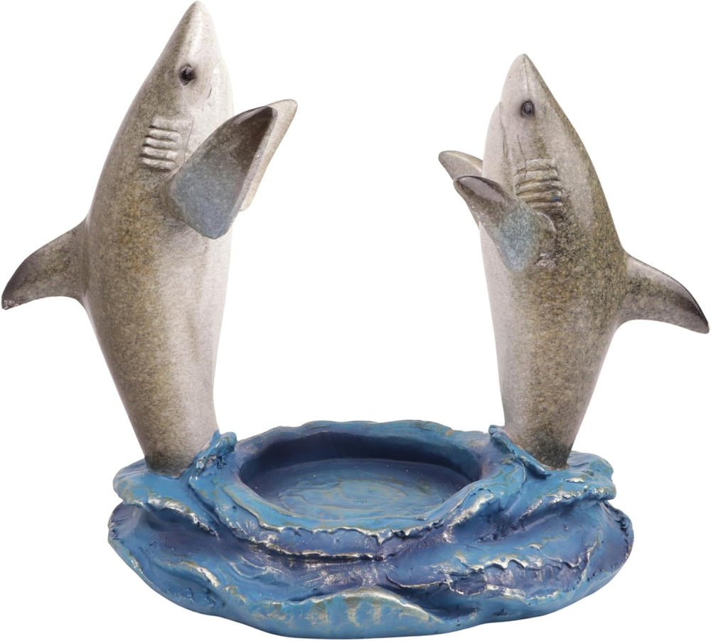 Needzo Shark Wine Bottle Holder, Nautical Bar Decor, Resin Beach House Access...