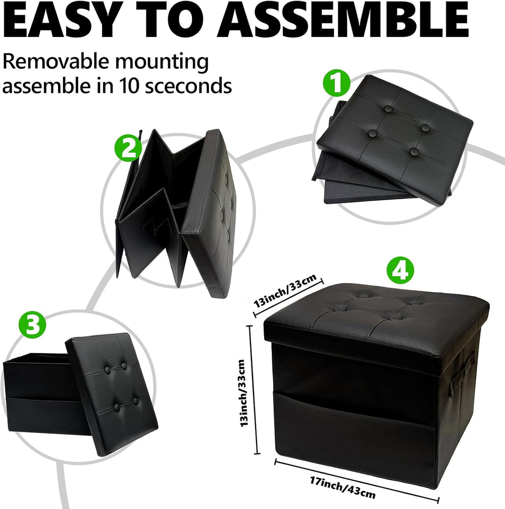 ALASDO Storage Ottoman Footrest Stool Small Ottoman with Storage Foldable Ott...
