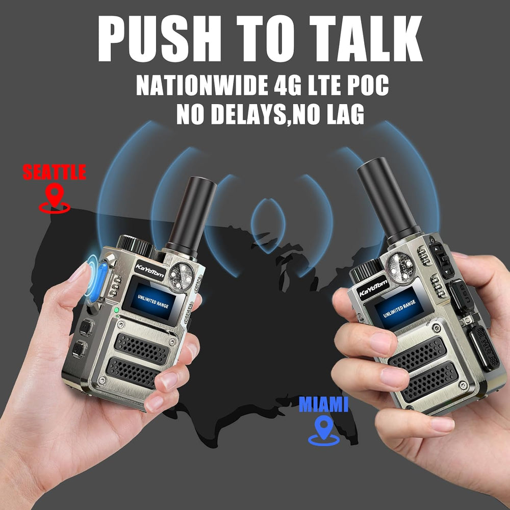 Lifetime Free Global Unlimited Range 4G LTE PoC Walkie Talkies Long Range Rap...