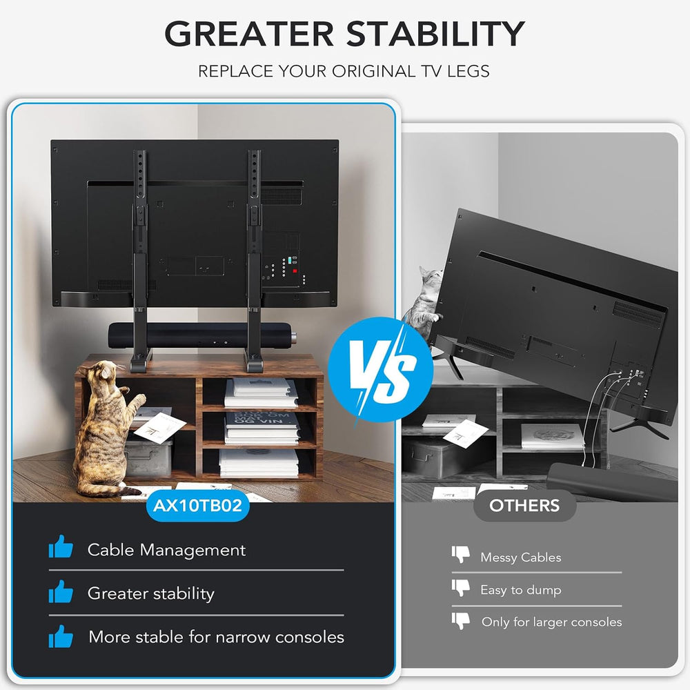 AX WABER Universal TV Stand, Table Top TV Stand Base Wobble Replacement for M...