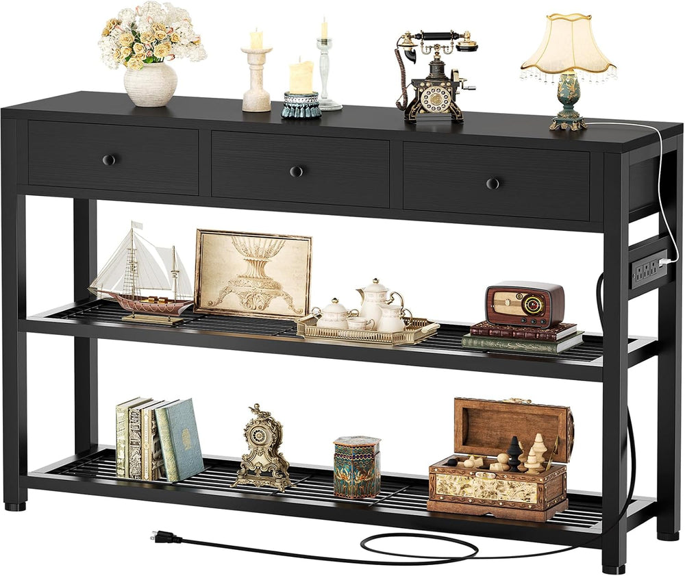 Ecopriso 47'' Entryway Table with Outlets and USB Ports, Console Tabl...