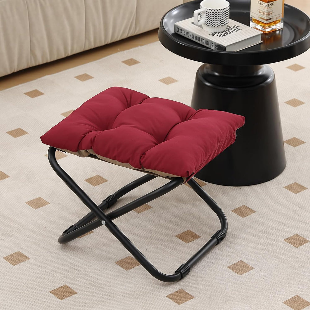 LITA Folding Footrest Stool, Portable Ottoman Foot Rest, Upholstered Small Fo...