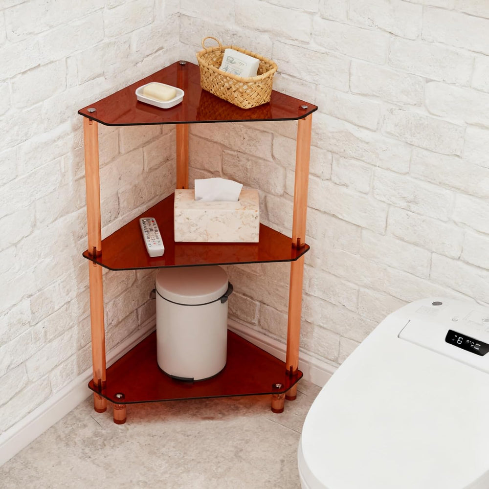 Brown Triangle Acrylic Side Table, 3 Tier Triangle End Table, 22.05lbs Capaci...