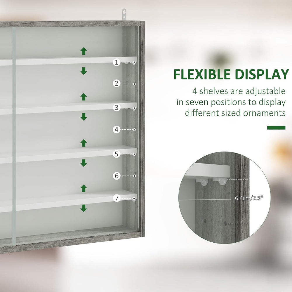 HOMCOM 5-Storey Wall Shelf Display Cabinet, Shot Glass Display Case, Glass Cu...