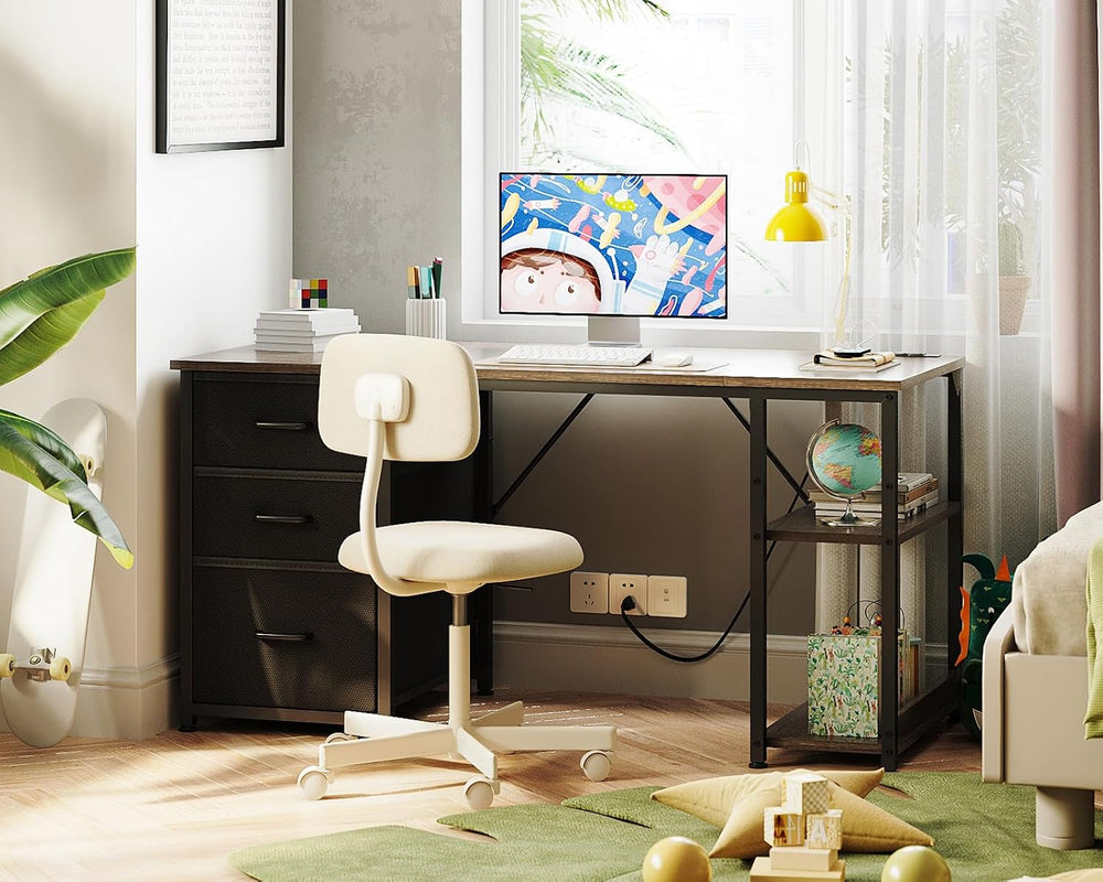 AODK 51 Inch Computer Desk with Drawers & USB Power Outlets