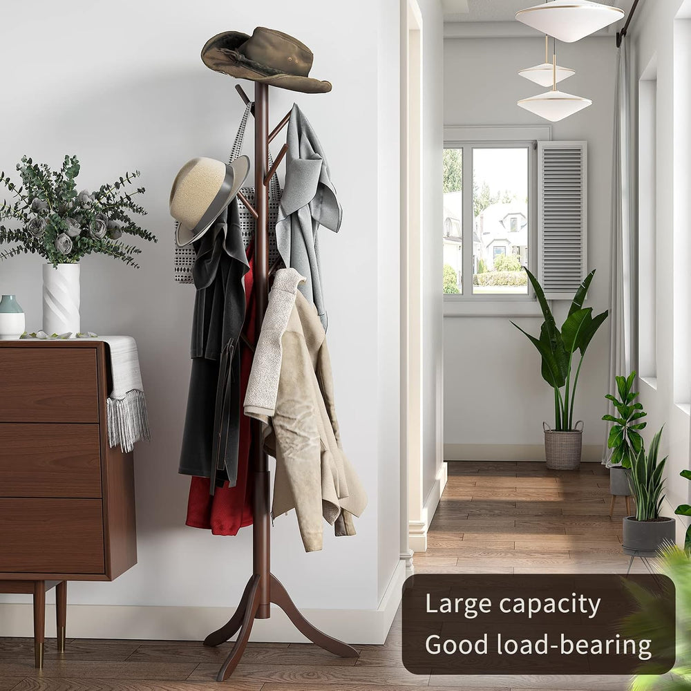 Coat Rack Freestanding, Coat Stands Entryway, Bamboo Coat Rack Hat Hanger 8 H...