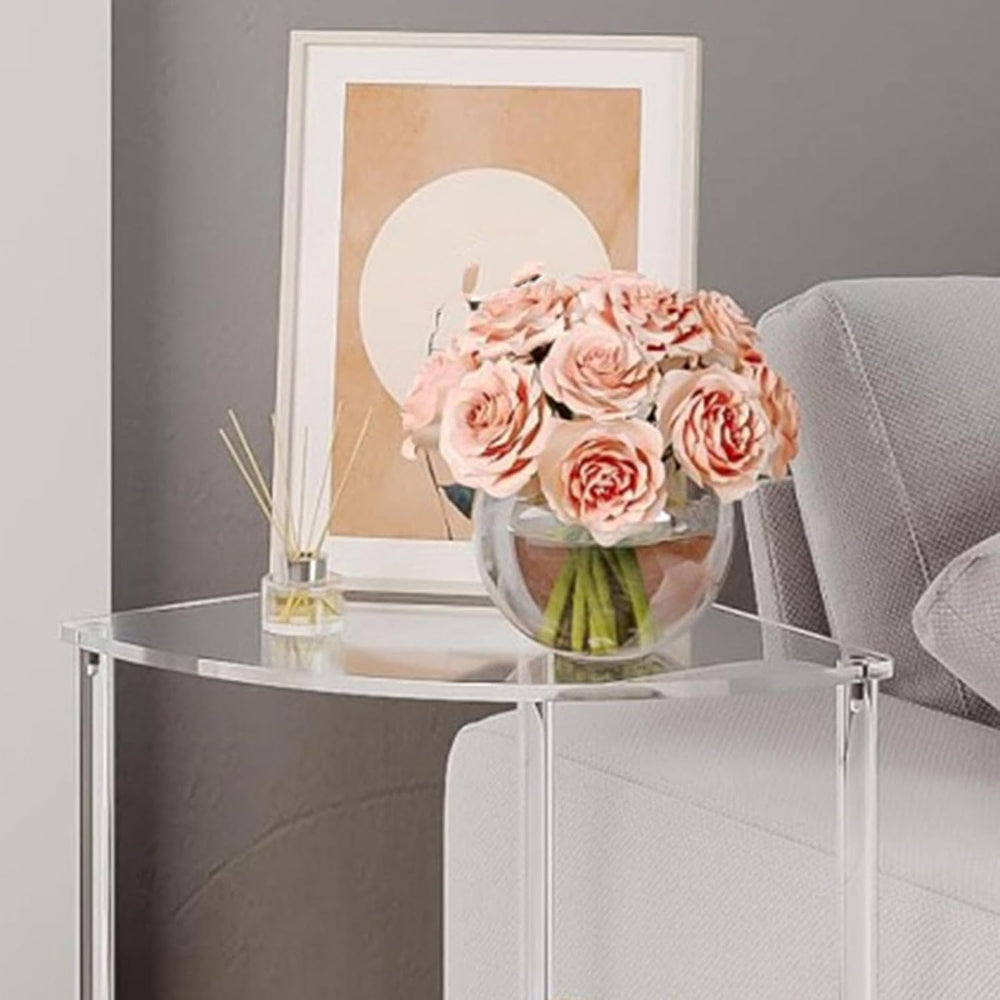 Corner Shelf, 3 Tier Acrylic Corner Side Table, 25.6 inch Standing Triangle E...