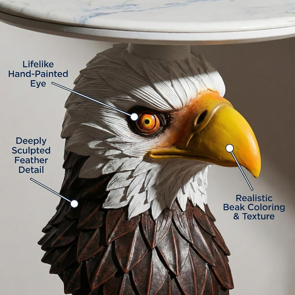 Animal End Tables, Eagle Head Accent Table with Artificial Marble Top, Resin ...