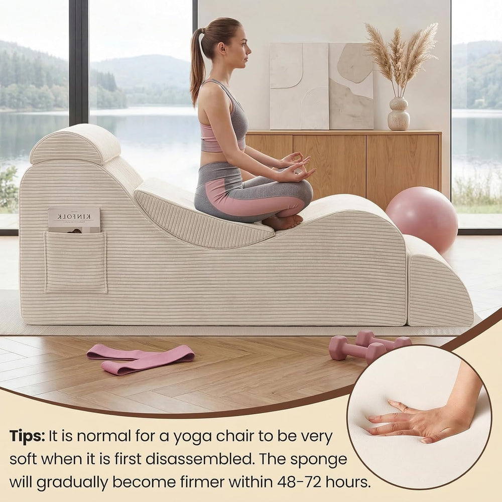 Yoga Chair Lounge for Adult, Ergonomic Foam Chaise Lounge Chair Indoor with S...