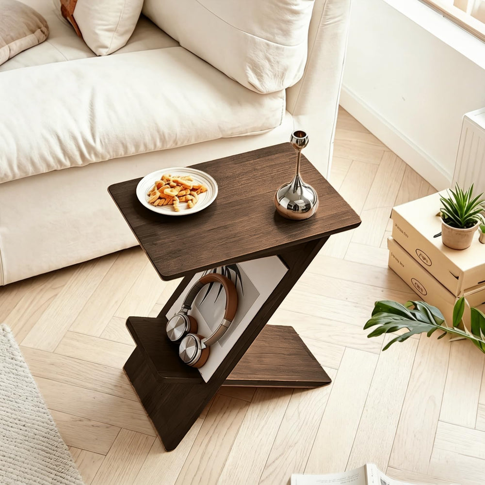 YUNMUARY-C Shaped Couch End Table,Skinny Entryway Table,Modern Wooden Nightst...
