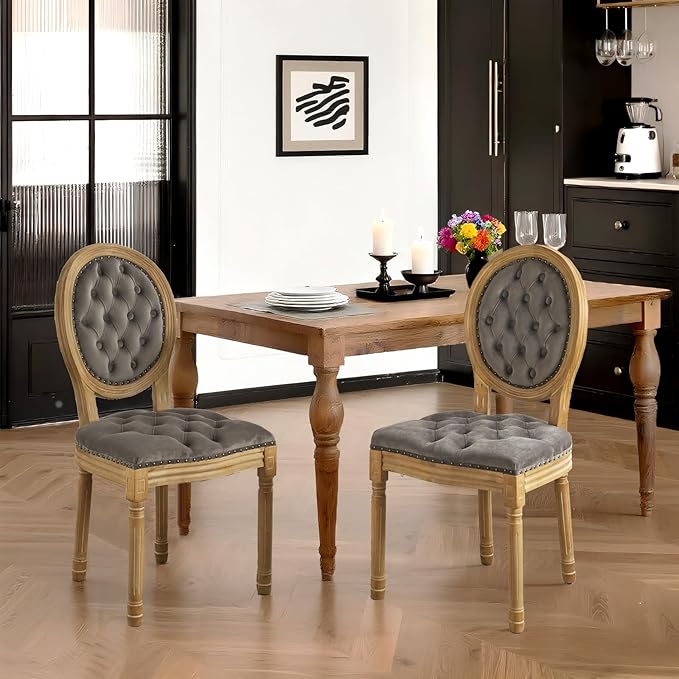 French Country Dining Chairs Set of 4,Farmhouse Upholstered Dining Room Chair...