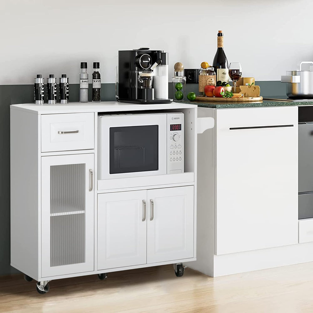 PHI VILLA Microwave Stand Cart with Wheels