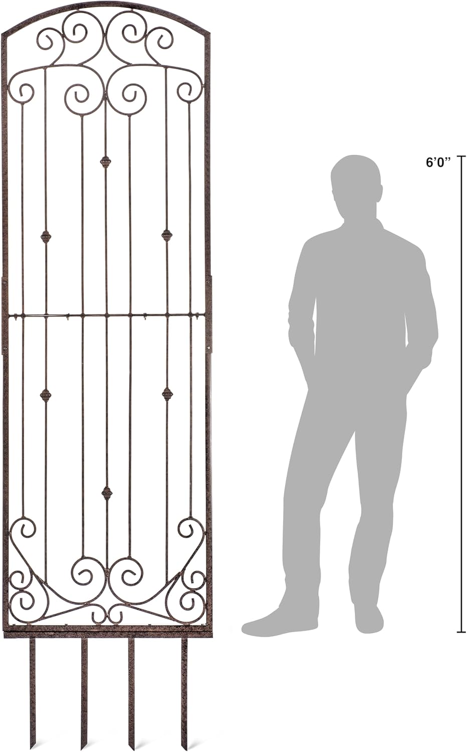 H Potter Premium 8-Foot Iron Garden Trellis - Heavy Duty Plant Support for Cl...
