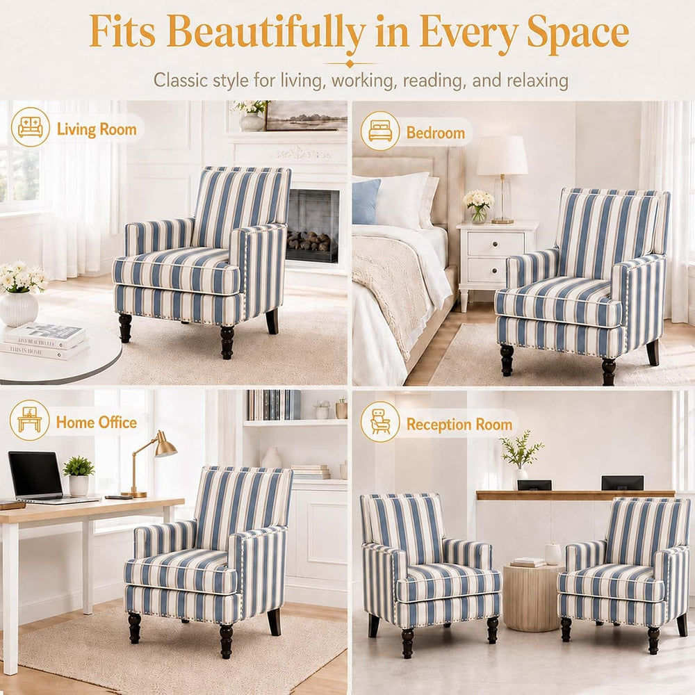 Vintage Floral Accent Chair, Upholstered High Back Lounge Armchair for Living...