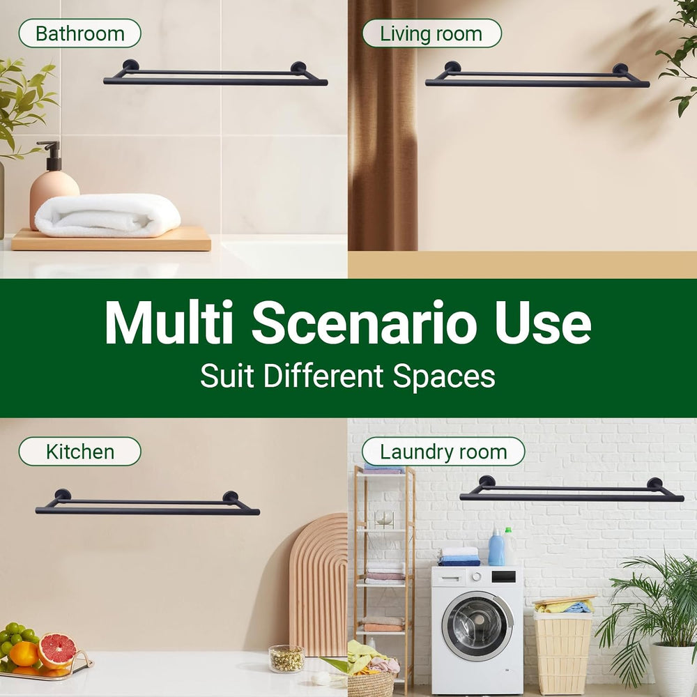Miyili 36-Inch Bathroom Double Towel Rack, Matte Black