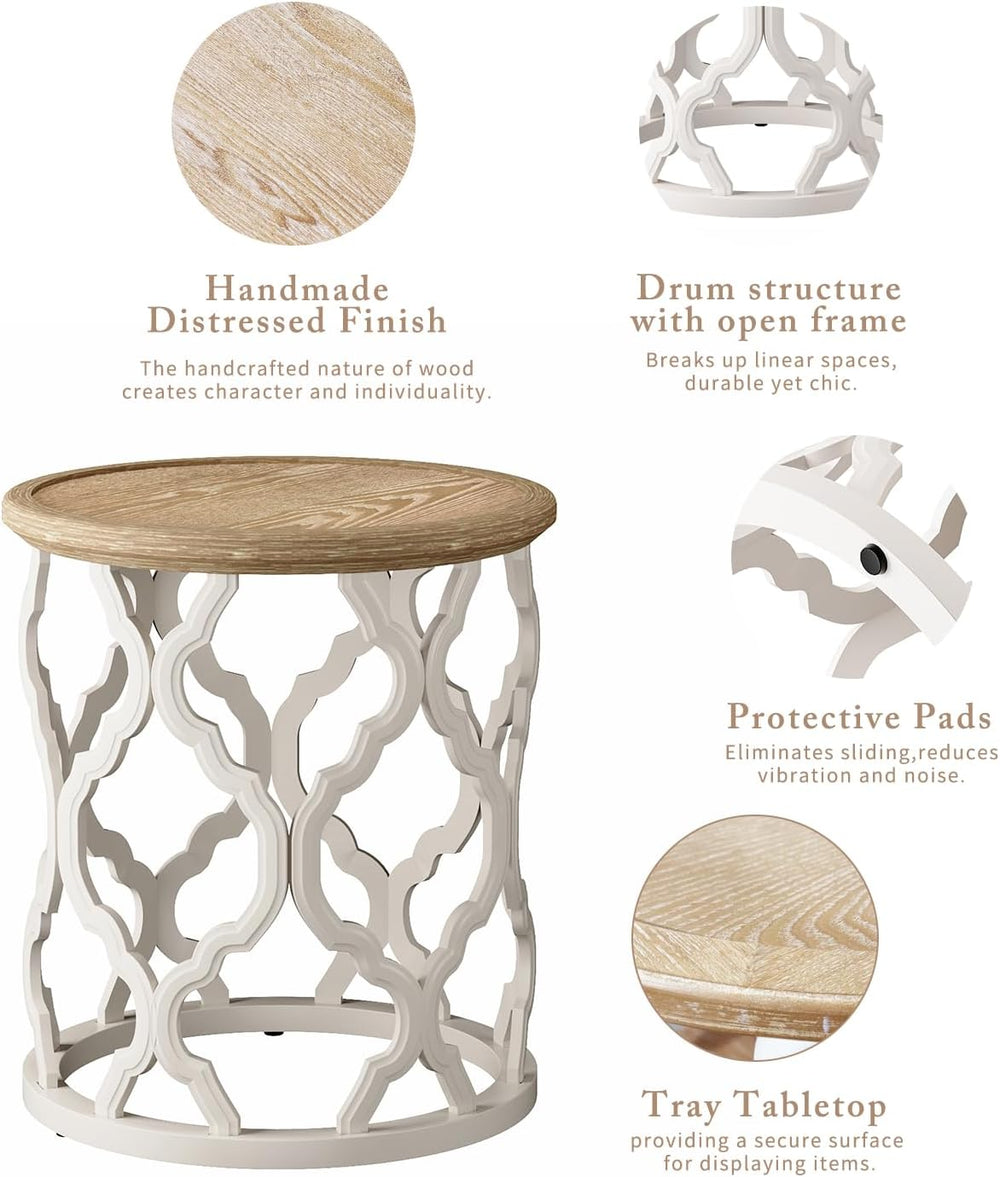 karlott Farmhouse End Table, 18.5'' French Country Round Side Table, ...