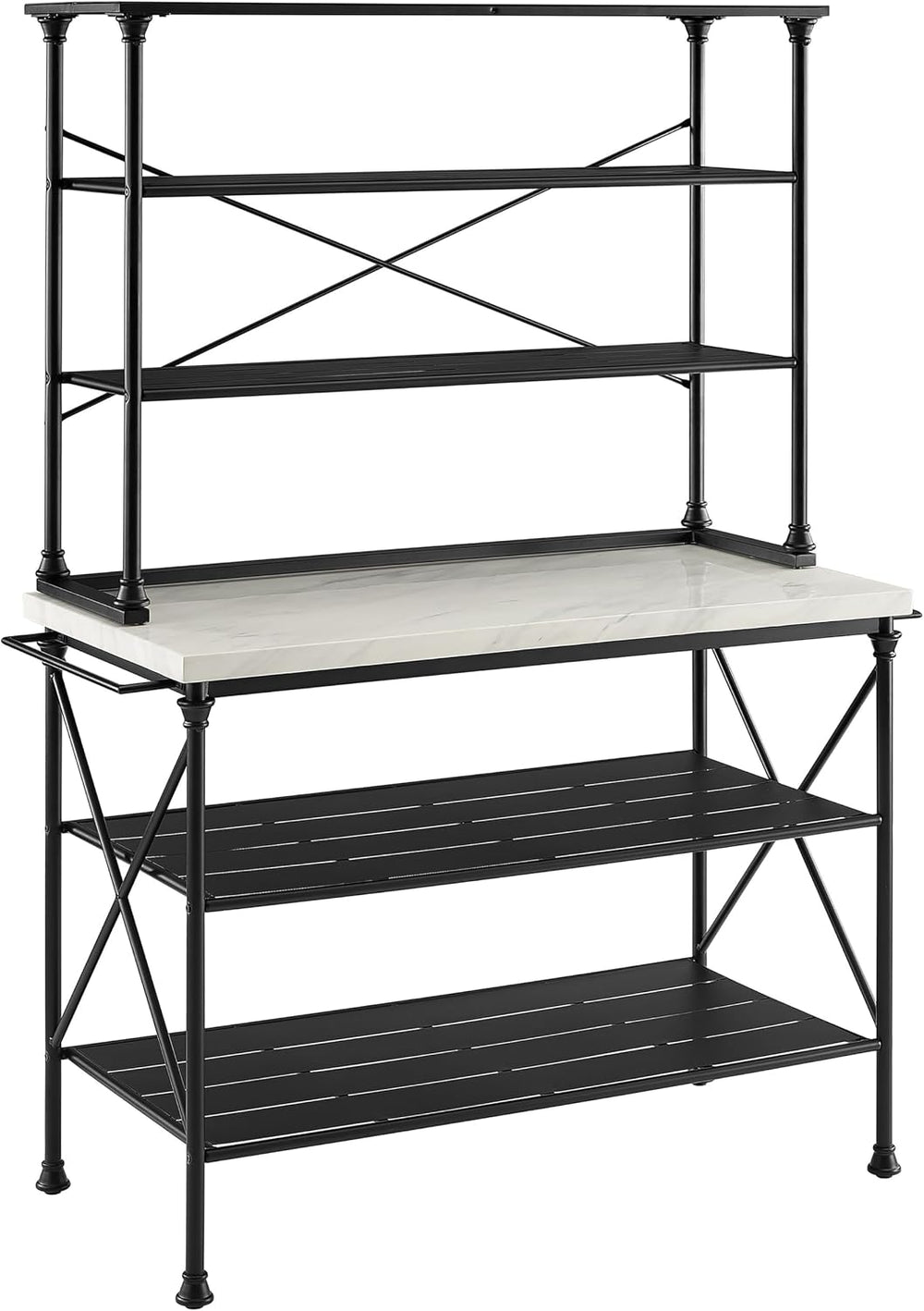 Crosley Furniture Madeleine Kitchen Island and Hutch with Shelves for Storage...