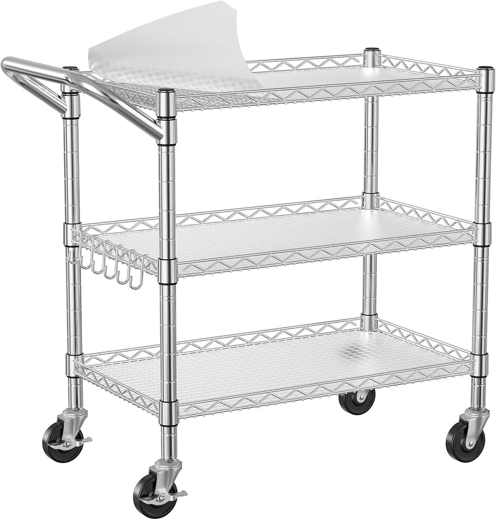 NTE 3 Tier Heavy Duty Rolling Utility Cart on Wheels, 990Lbs Capacity Rolling...
