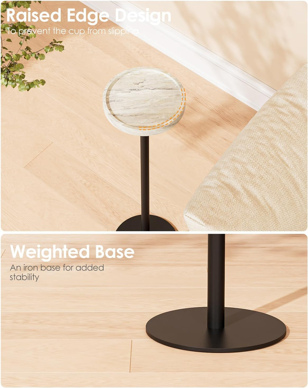 Drink Table, Small Pedestal Side Table, Round Cocktail Table, Circle Accent E...