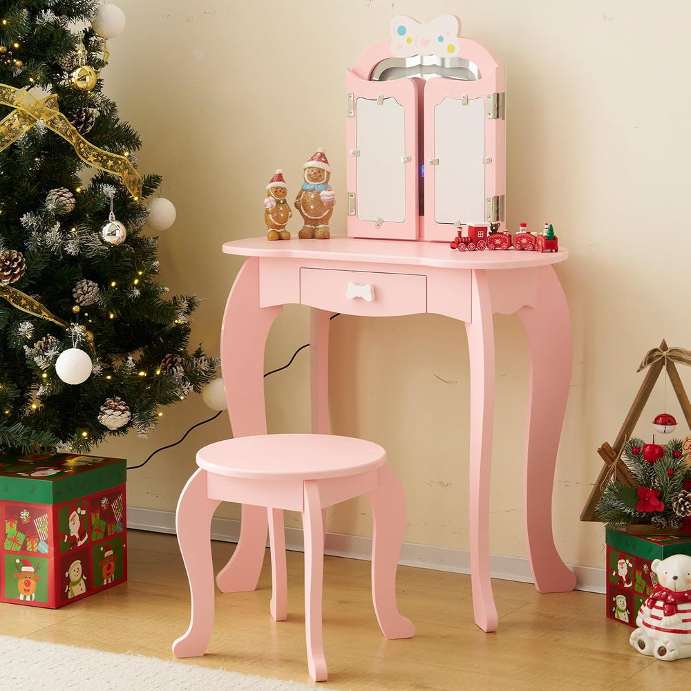 Vanity Set,ShyneeMakeup Dressing Vanity Set Wooden Princess Makeup Table with...