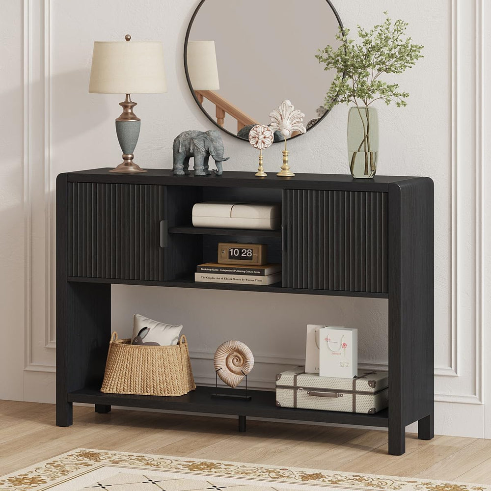 FATORRI Console Sofa Table with Storage for Entryway, 43.31" Black
