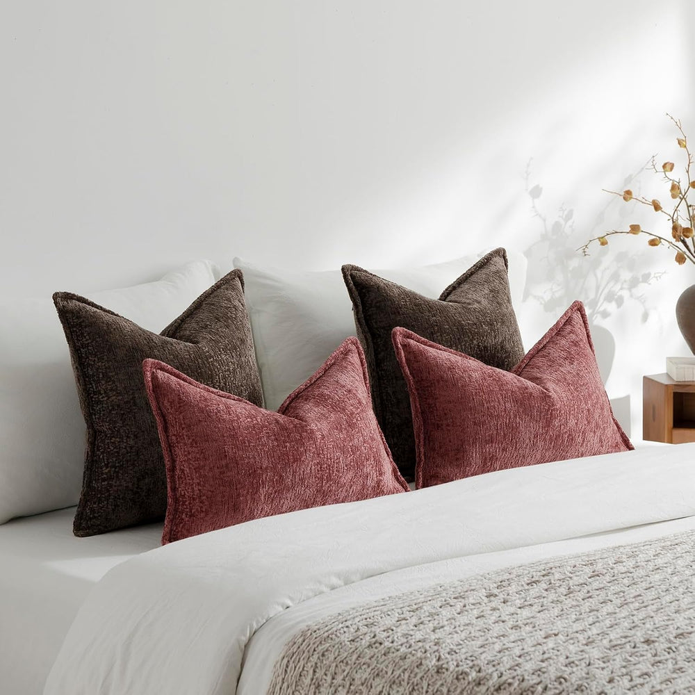 DEZENE Pack of 2 Chocolate Brown Decorative Throw Pillow Covers 20x20 Cozy So...