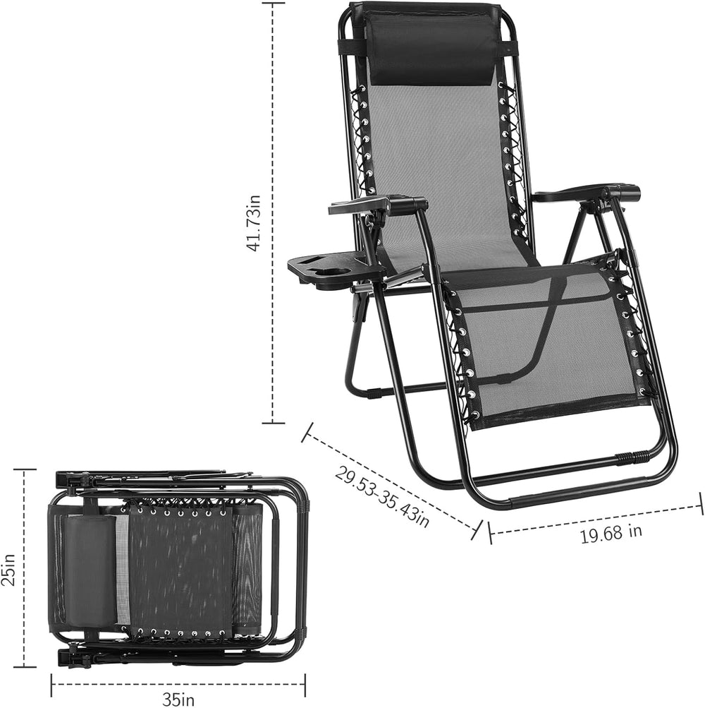 Sweetcrispy Zero Gravity Chairs Set of 2, Outdoor Folding Patio Lounge Chair ...