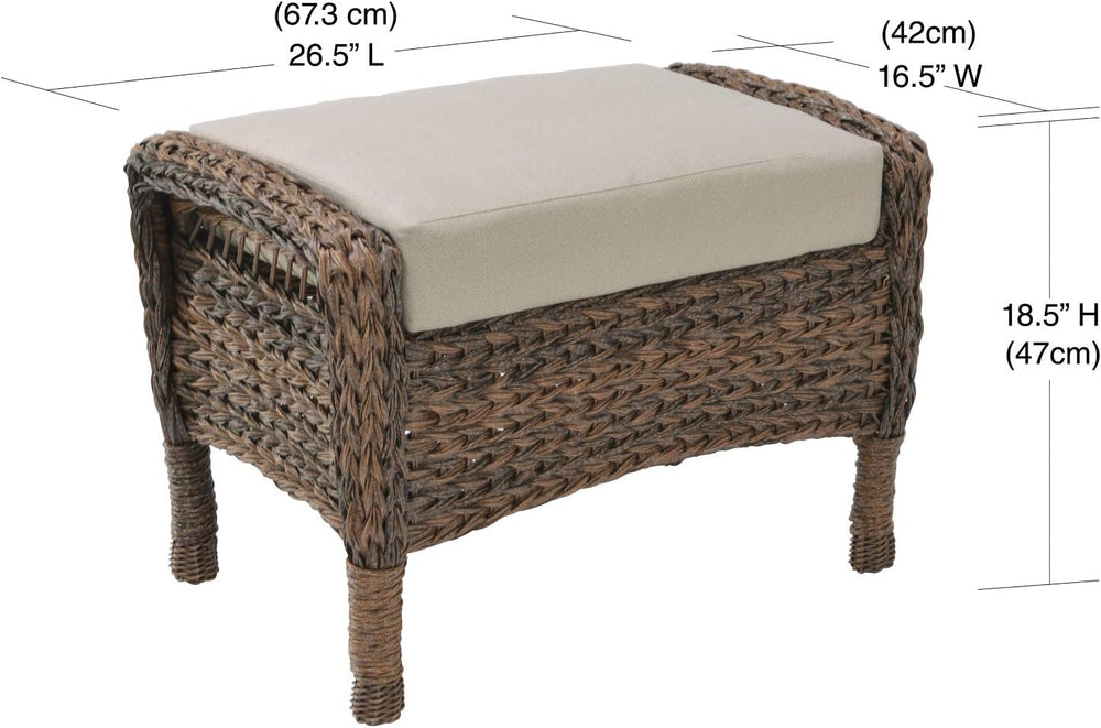Modern Concept Faux Sea Grass Resin Rattan Ottoman, Dark Brown