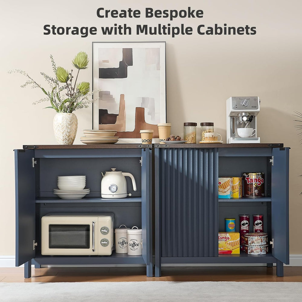 BuildHom 32" Sideboard Buffet Cabinet with Storage, Fluted Accent Storag...