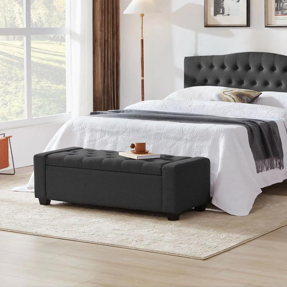 Huatean Home 48" Ottoman with Storage, Dark Gray Storage Ottoman Bench |...