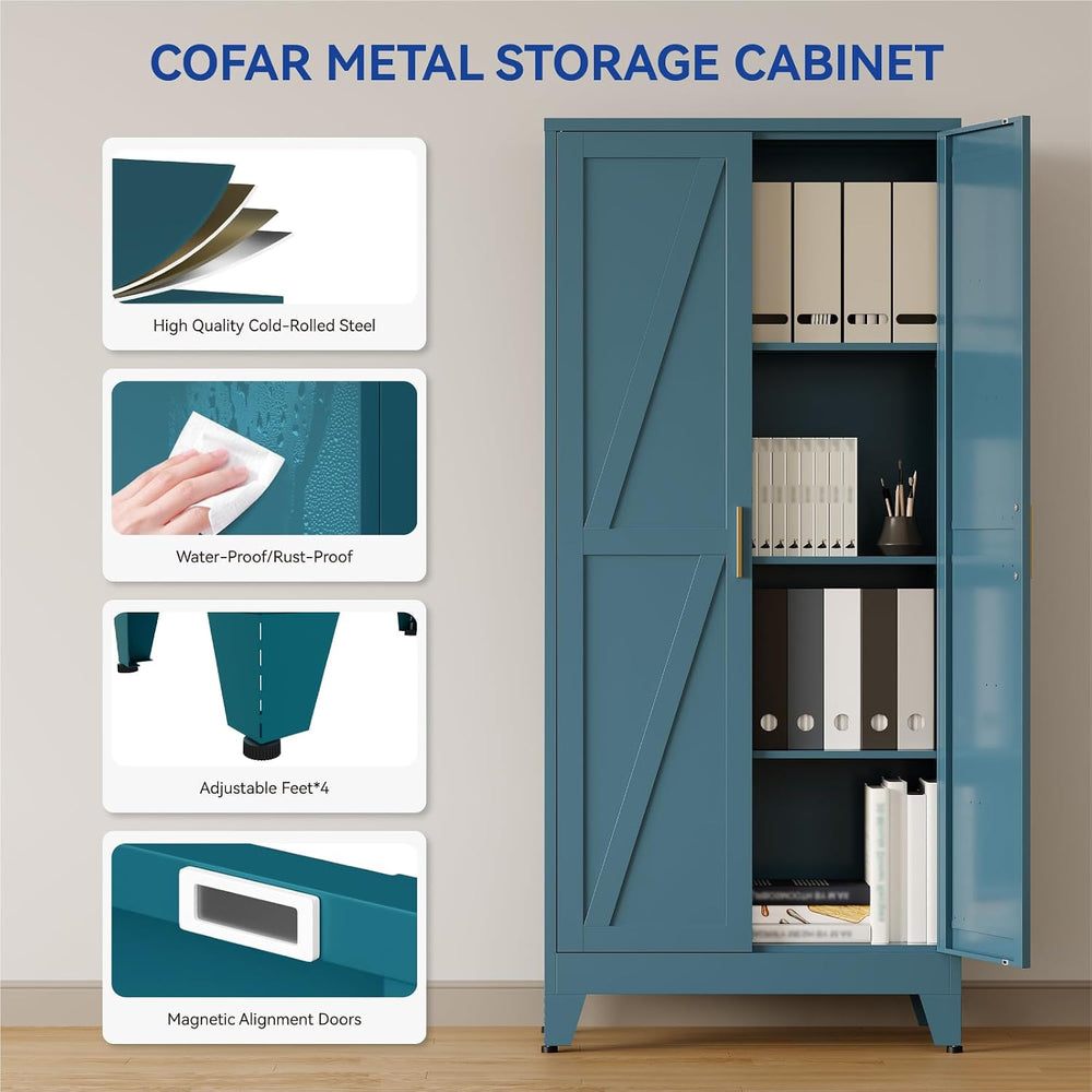 COFaR 61'' Tall Metal Storage Cabinet, Farmhouse Kitchen Pantry Cabin...