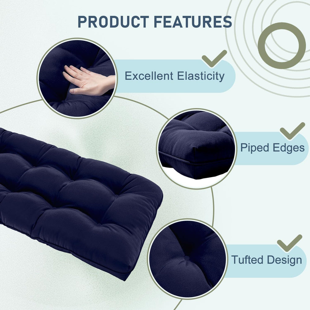 downluxe Outdoor Bench Cushion for Patio Furniture, Water Resistant Tufted Ov...