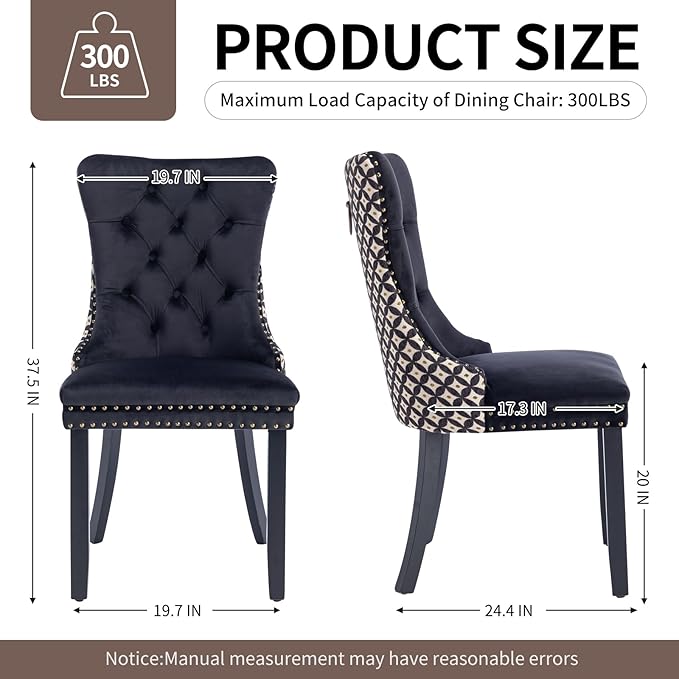 Velvet Dining Chairs Set of 2, High-end Tufted Upholstered Dining Chair with ...