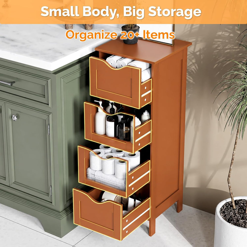 Bonnlo Skinny Bathroom Floor Storage Cabinet,White 12 Inch Wide Deep Small St...