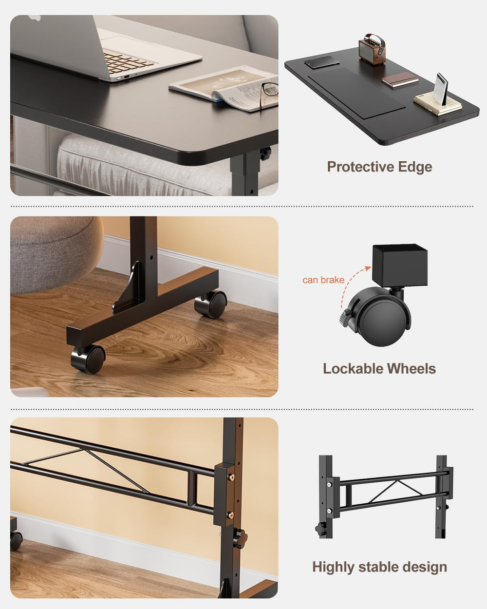 Small Standing Desk Adjustable Height,Mobile Stand Up Desk with Wheels