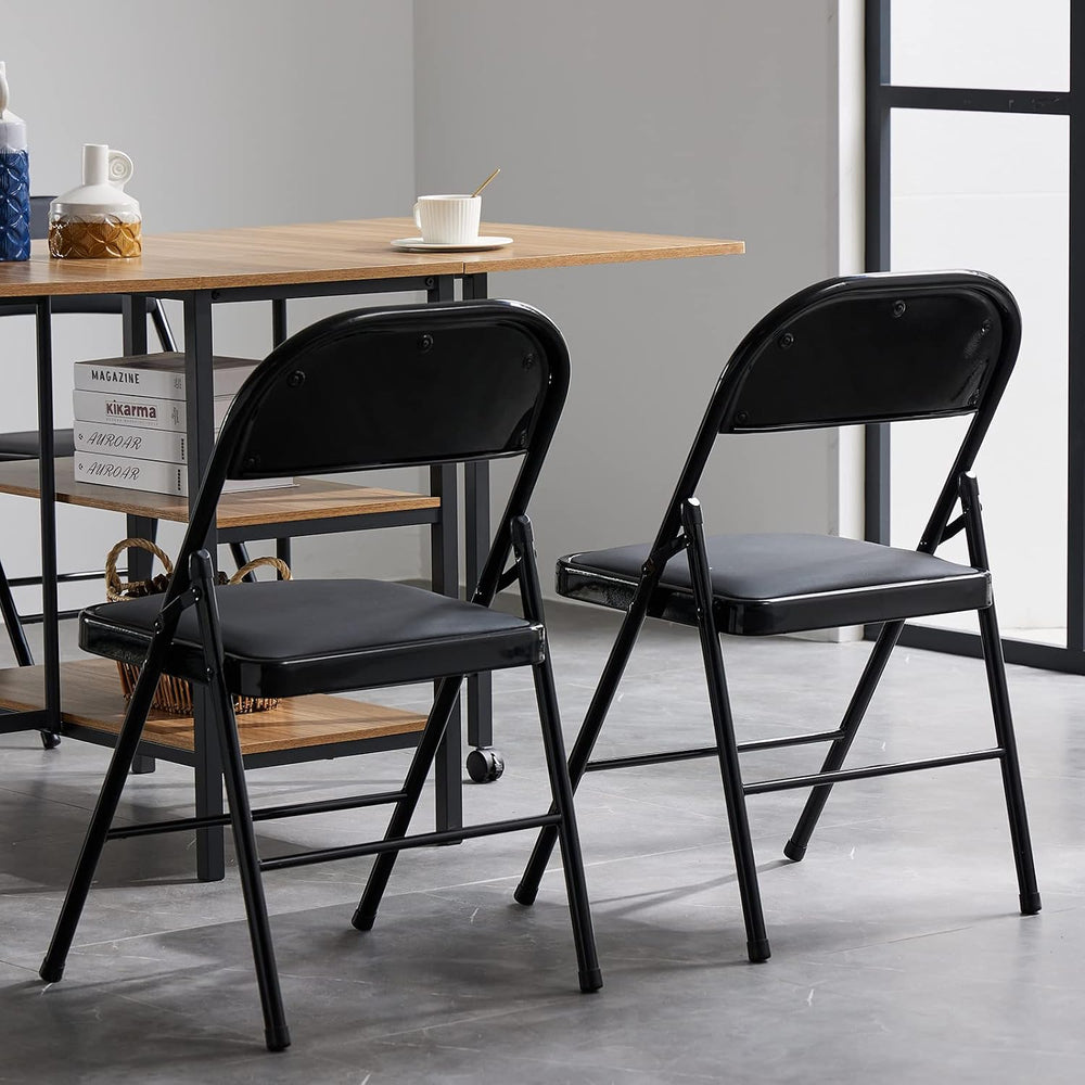 Karl home 12 Pack Black Folding Chairs with Padded Seats, 330lbs Capacity