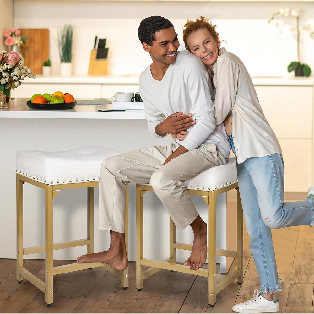 Bar Stools Set of 2, Counter Height Bar Stools for Kitchen Island, 24 Inch Mo...