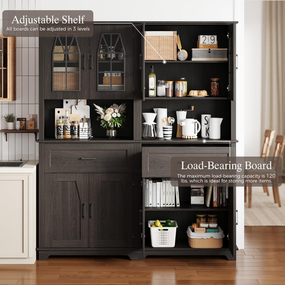 Kitchen Pantry Storage Cabinet with Doors and Shelves, Industrial Pantry Stor...